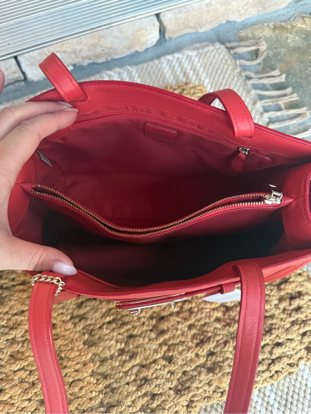 Coach Leather Tote with Gold-Tone Hardware - Picture 7 of 9